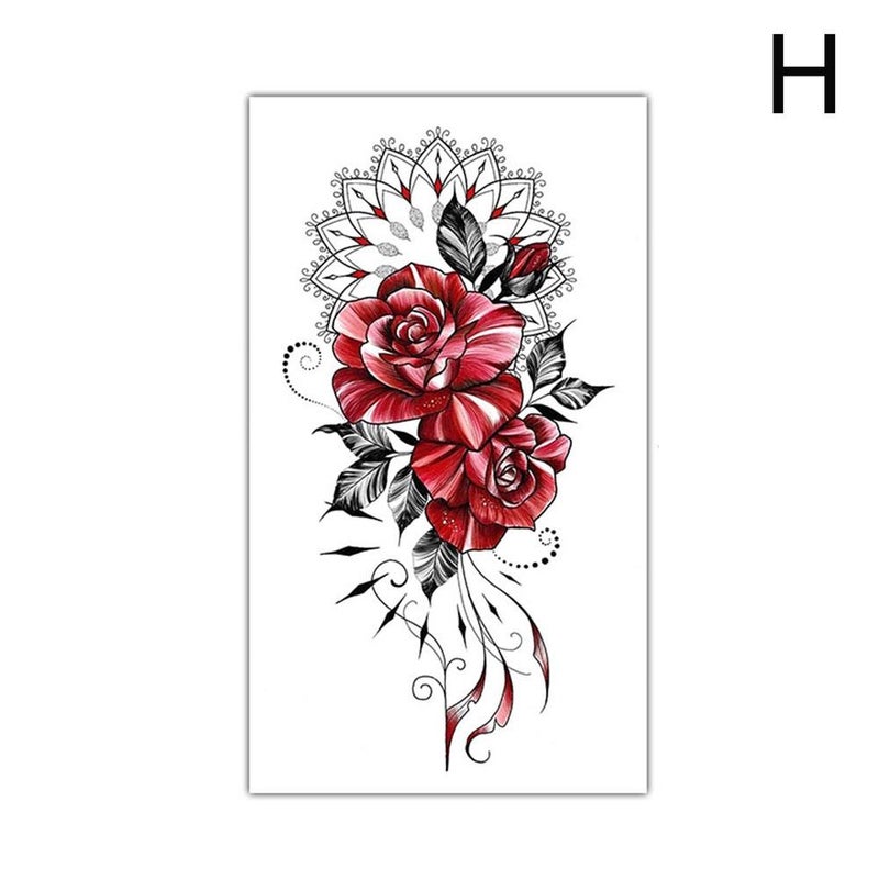 Cute and simple temporary tattoo stickers with English letters, flowers, butterflies, and sketch lines. Waterproof temporary tattoo stickers.